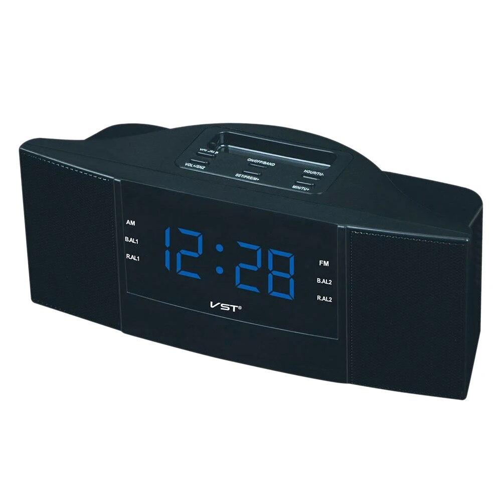 Vst-907 Exquisite Dual Band Alarm Sleep Clock Am/Fm Radio With Led Display European Plug-Blue