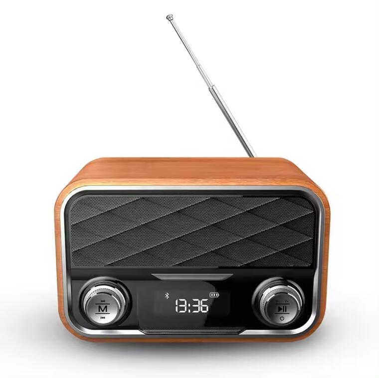 LED Display Clock Classic Retro Style Portable Radio Speaker